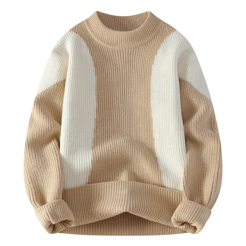 Autumn Winter Men's New Knit Pullovers Fashion Patchwork O-Neck Knitted Sweater Men Casual Pullovers Youthful Vitality Sweaters - Axel Ross