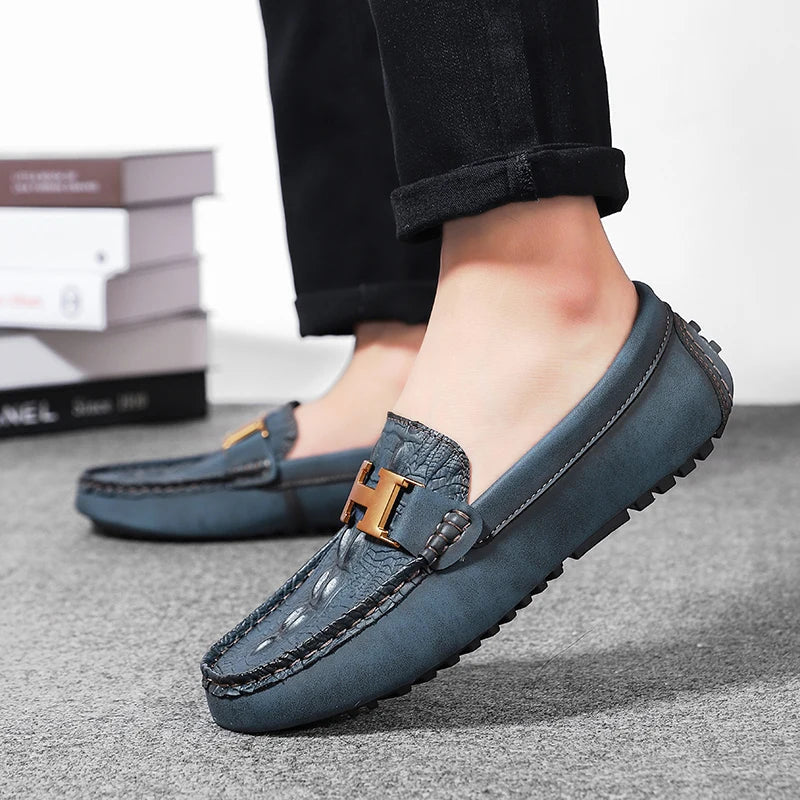 Classic Blue Men's Loafers Big Size 48 Comfy Leather Casual Shoes Men Lightweight Driving Shoes Men Moccasins zapatos de hombre - Axel Ross