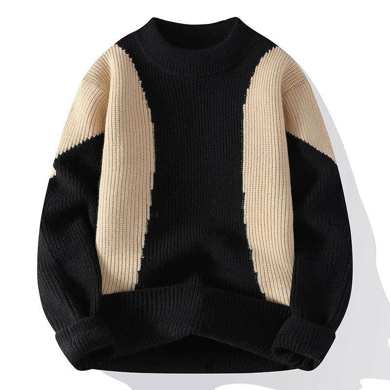 Autumn Winter Men's New Knit Pullovers Fashion Patchwork O-Neck Knitted Sweater Men Casual Pullovers Youthful Vitality Sweaters - Axel Ross