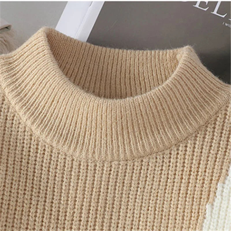 Autumn Winter Men's New Knit Pullovers Fashion Patchwork O-Neck Knitted Sweater Men Casual Pullovers Youthful Vitality Sweaters - Axel Ross