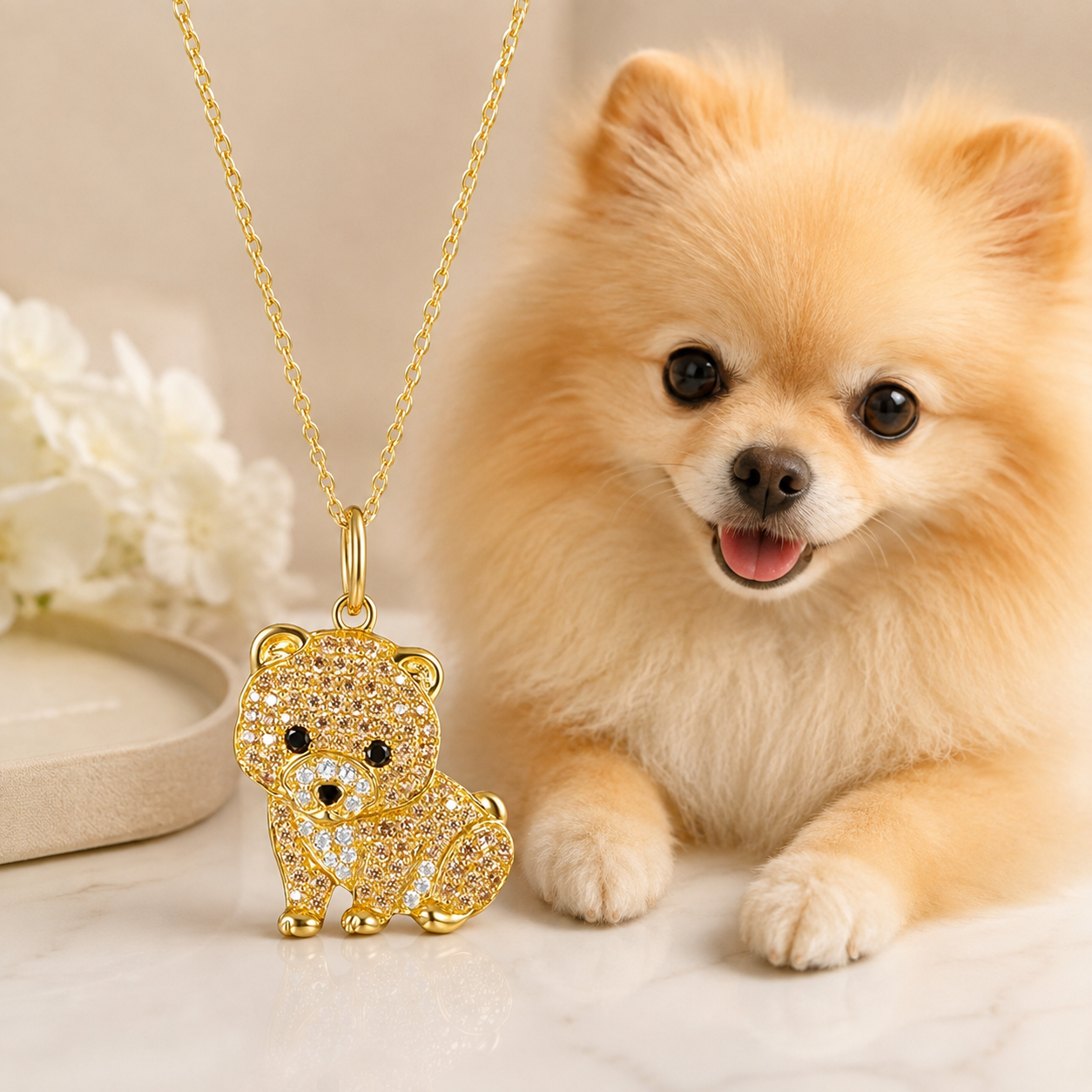 Tiny Fluff Pomeranian Necklace