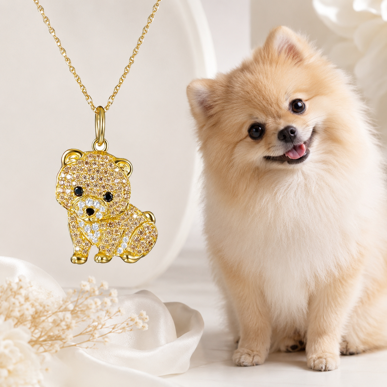 Tiny Fluff Pomeranian Necklace