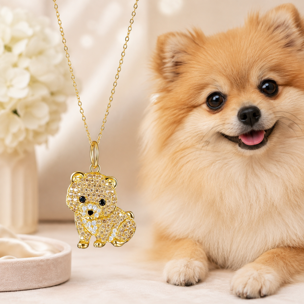 Tiny Fluff Pomeranian Necklace