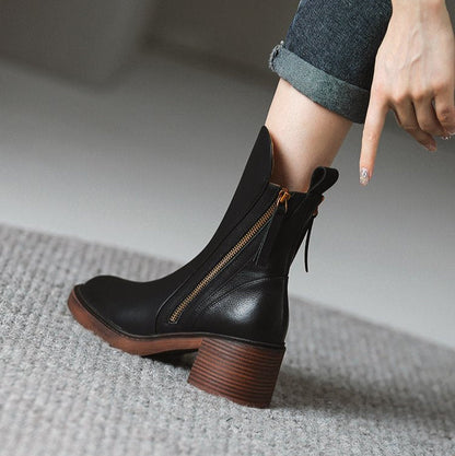 Women's Selene Leather Ankle Boots Cushioned High-Heel Booties
