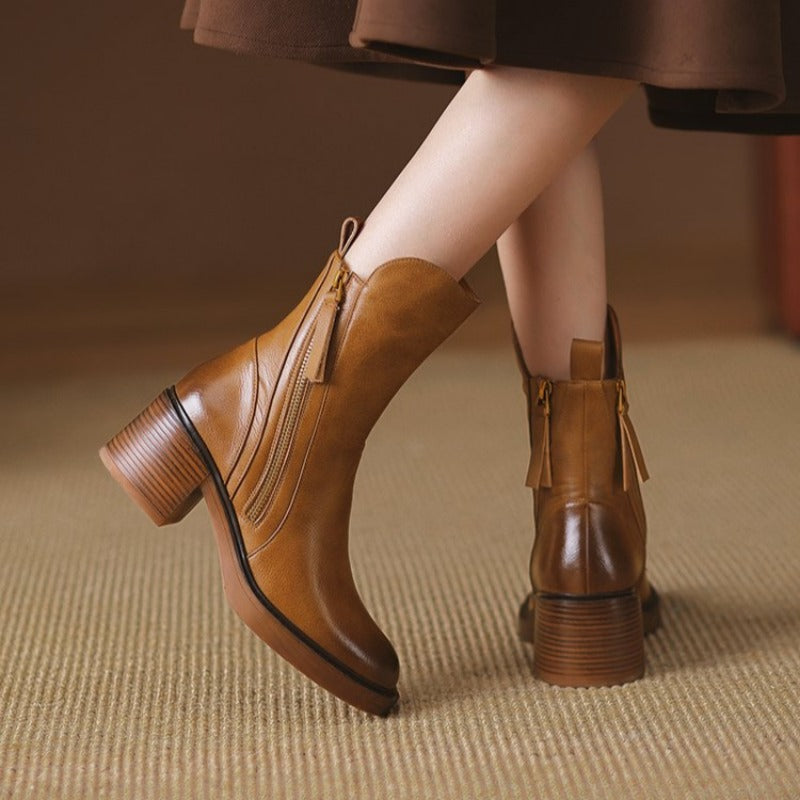 Women's Selene Leather Ankle Boots Cushioned High-Heel Booties