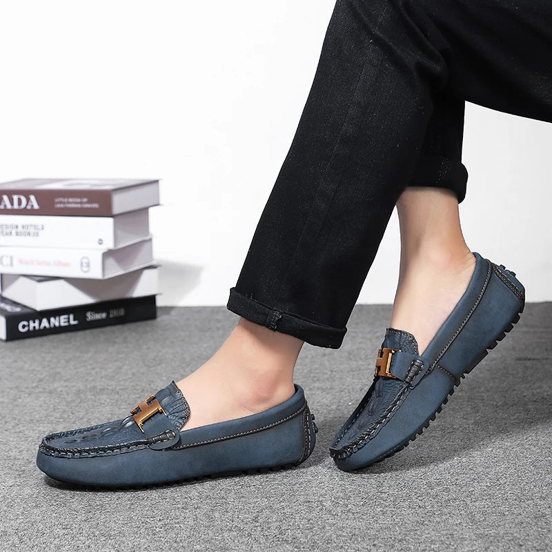 Classic Blue Men's Loafers Big Size 48 Comfy Leather Casual Shoes Men Lightweight Driving Shoes Men Moccasins zapatos de hombre - Axel Ross