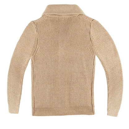 Shawl Collar Cardigan in khaki, back view