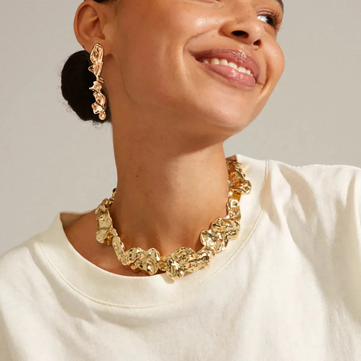 KMVEXO Chunky Irregular Liquid Metal Choker Grunge Necklace for Women Trendy Punk Collier Jewelry Festive Gifts - Axel Ross