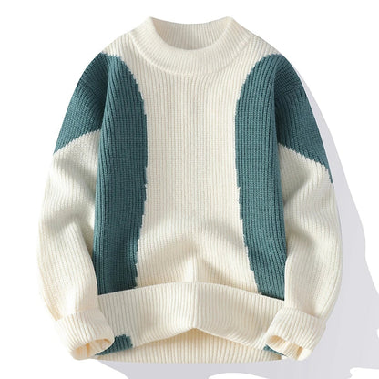 Autumn Winter Men's New Knit Pullovers Fashion Patchwork O-Neck Knitted Sweater Men Casual Pullovers Youthful Vitality Sweaters - Axel Ross