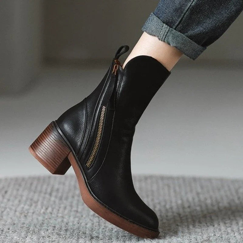 Women's Selene Leather Ankle Boots Cushioned High-Heel Booties