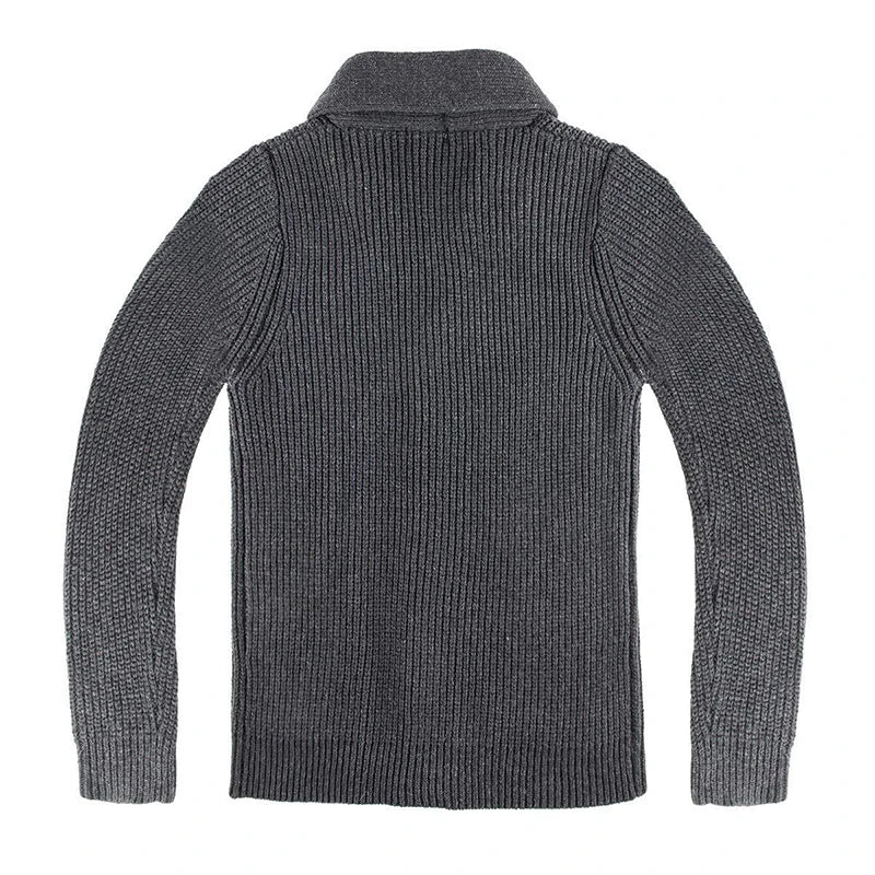 Shawl Collar Cardigan in charcoal, back view