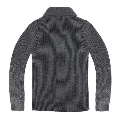 Shawl Collar Cardigan in charcoal, back view