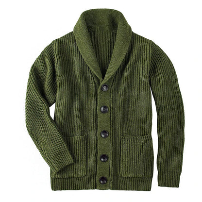 Shawl Collar Cardigan in army green