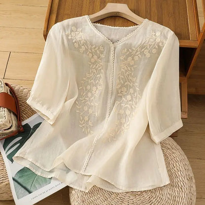 Mae Classic Linen Blouse - Axel Ross
