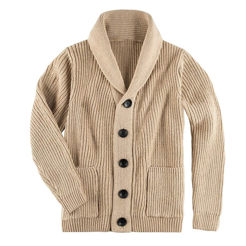 Shawl Collar Cardigan in khaki