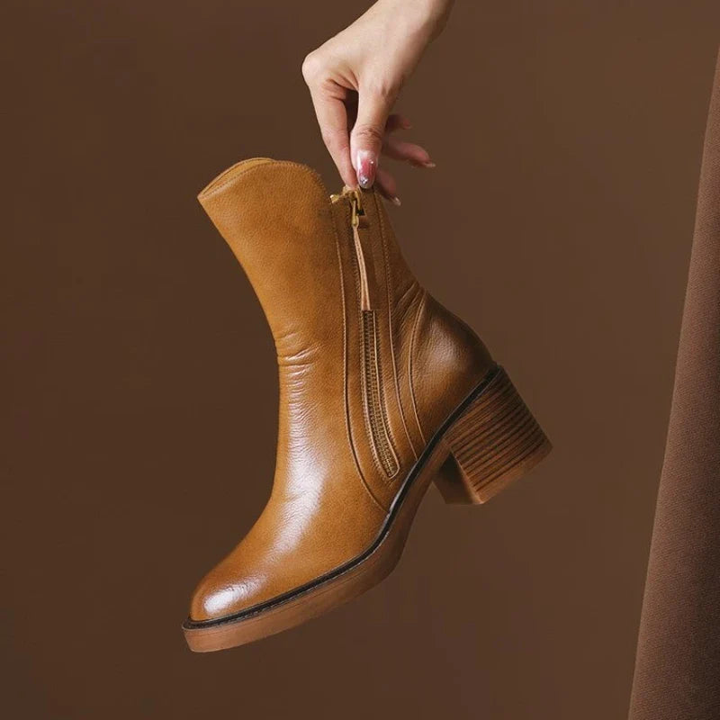 Women's Selene Leather Ankle Boots Cushioned High-Heel Booties