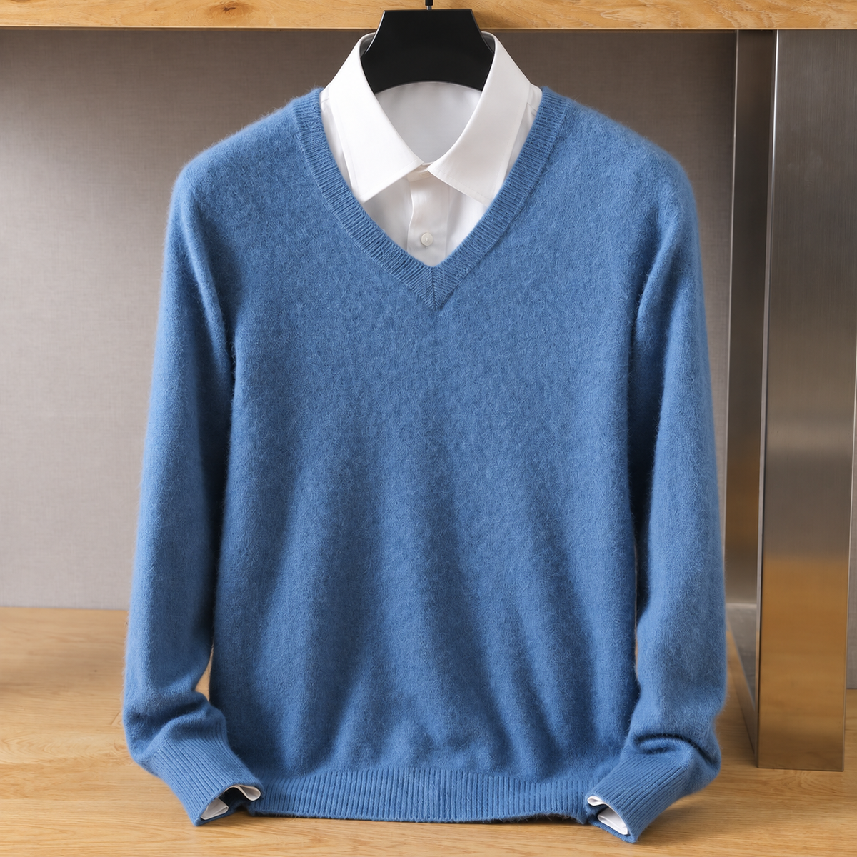 Maderno V-Neck Sweater in Dusty Blue - dusty blue product