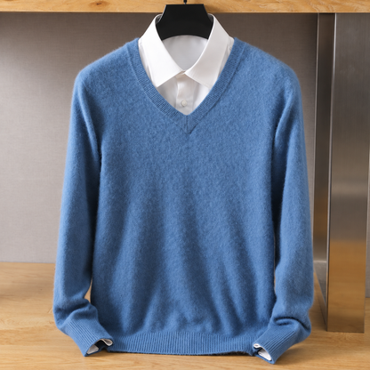 Maderno V-Neck Sweater in Dusty Blue - dusty blue product