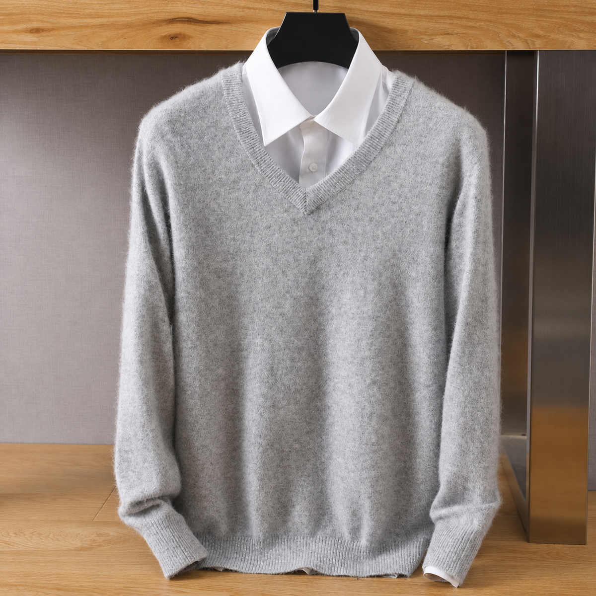 Maderno V-Neck Sweater in Light Gray - light gray product
