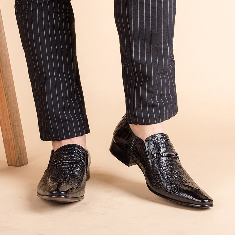 Severino Croc-Embossed Loafers in Black - black wearing