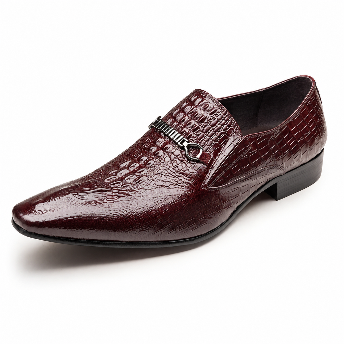 Severino Croc-Embossed Loafers in Burgundy - burgundy product