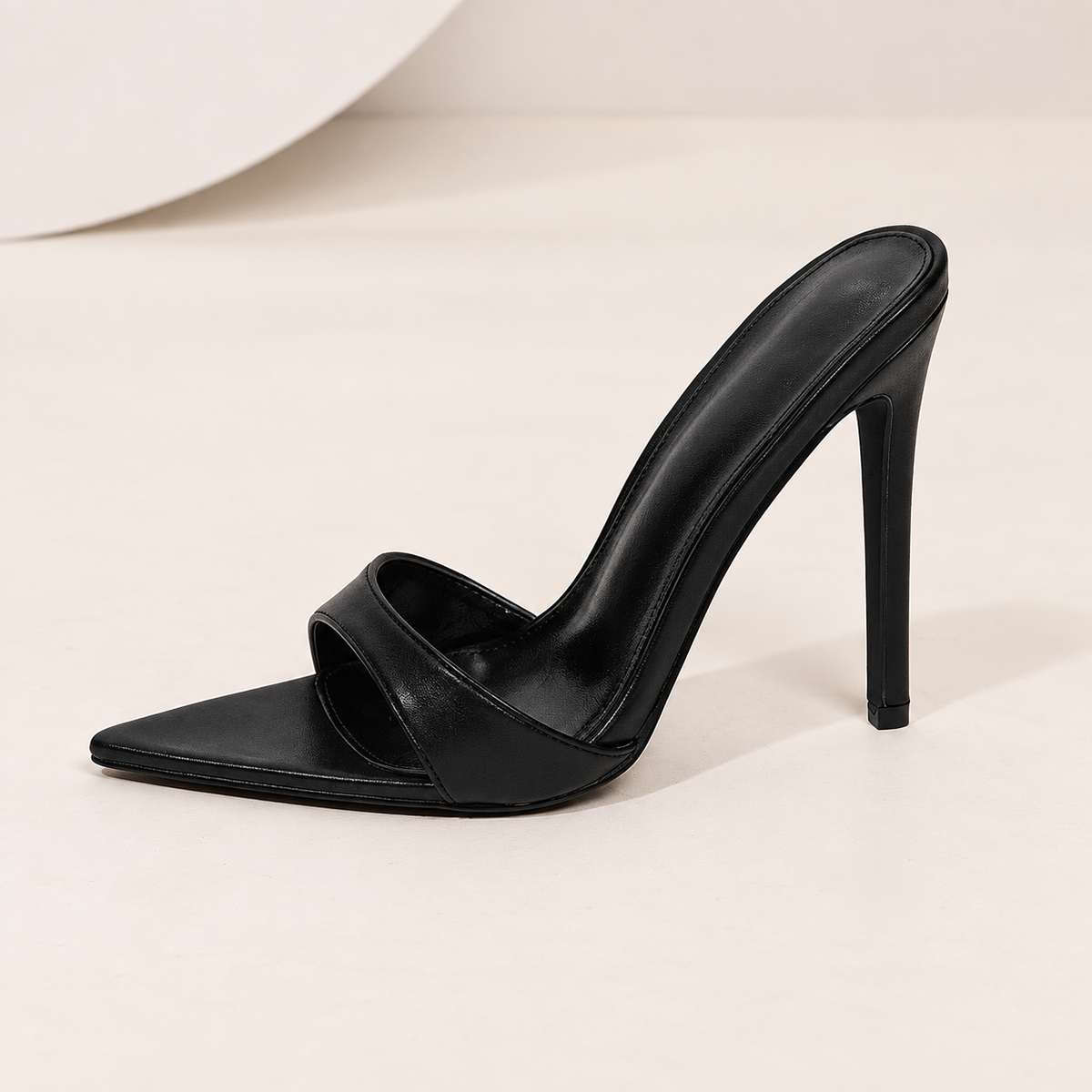 Rosalia Stiletto Mules in Black - black profile