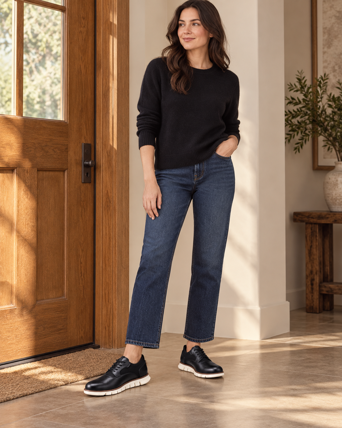 Rovigo Knit Derby Sneakers in Black - black woman