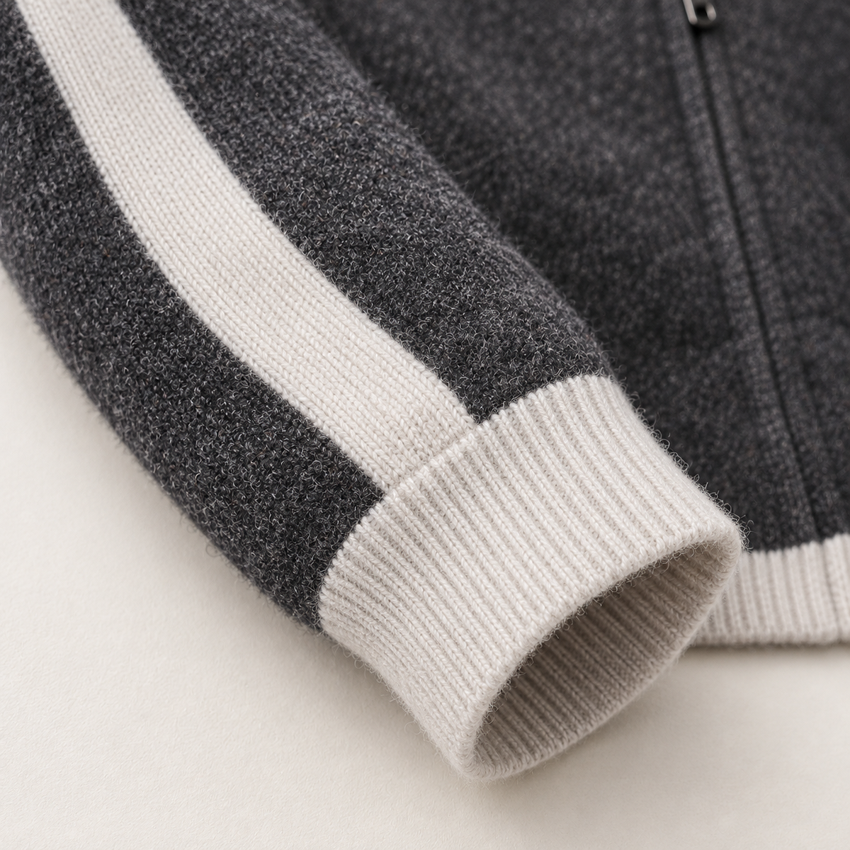 Valdoro Contrast Knit Jacket in Gray - cuff detail