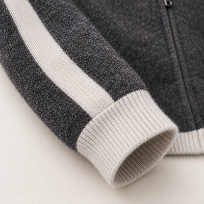 Valdoro Contrast Knit Jacket in Gray - cuff detail