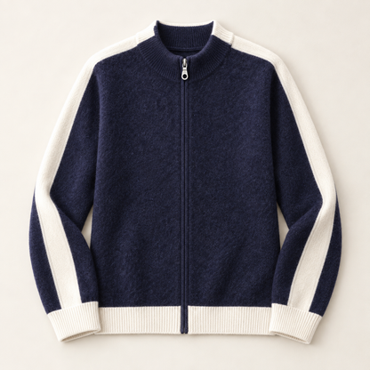 Valdoro Contrast Knit Jacket in Navy - product