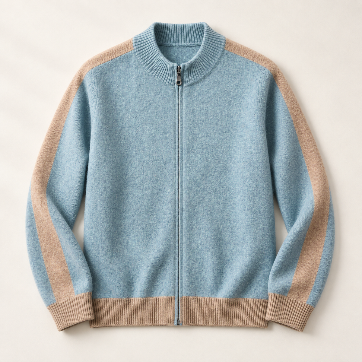 Valdoro Contrast Knit Jacket in Light Blue - blue product