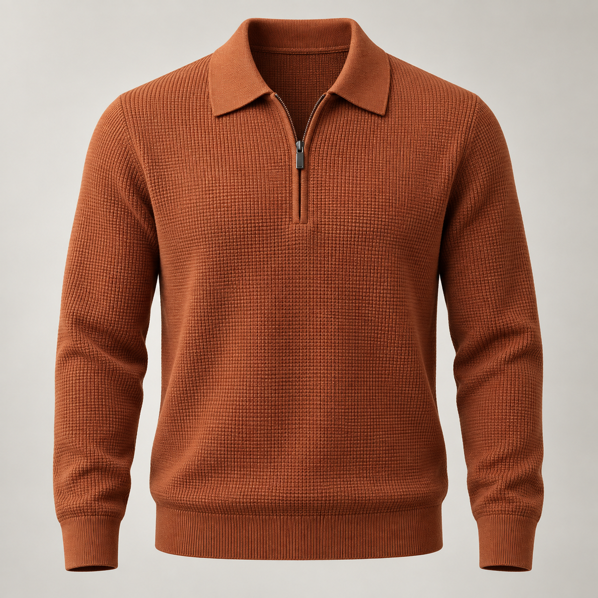 Torren Waffle Quarter-Zip in burnt orange, product
