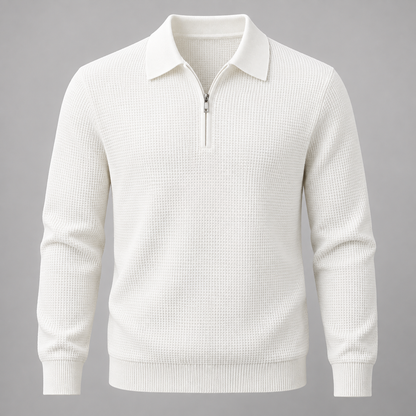 Torren Waffle Quarter-Zip in white, product