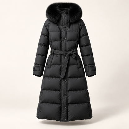 Iselle Belted Puffer Coat in black, product