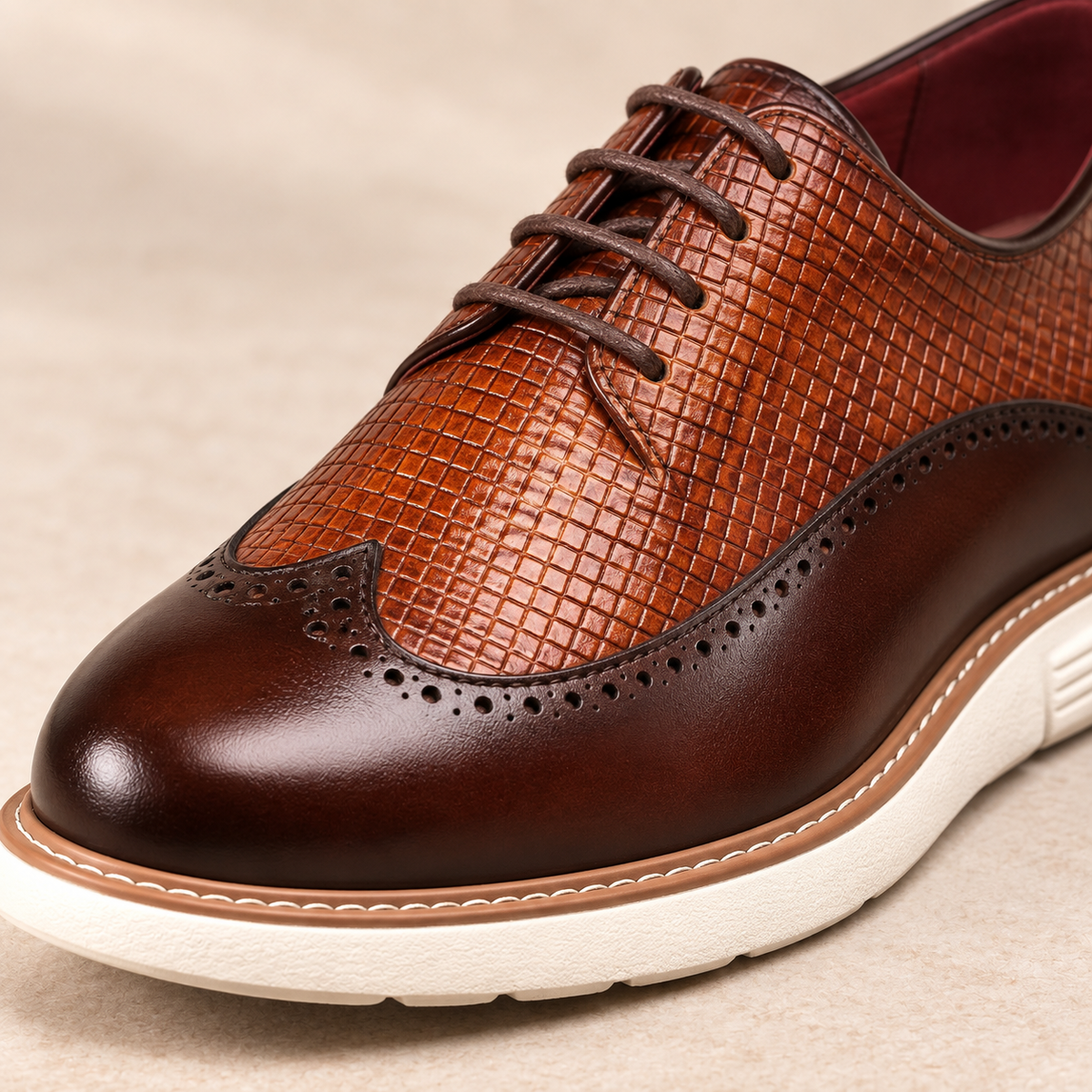 Carden Wingtip Lace-Ups in brown, wingtip detail