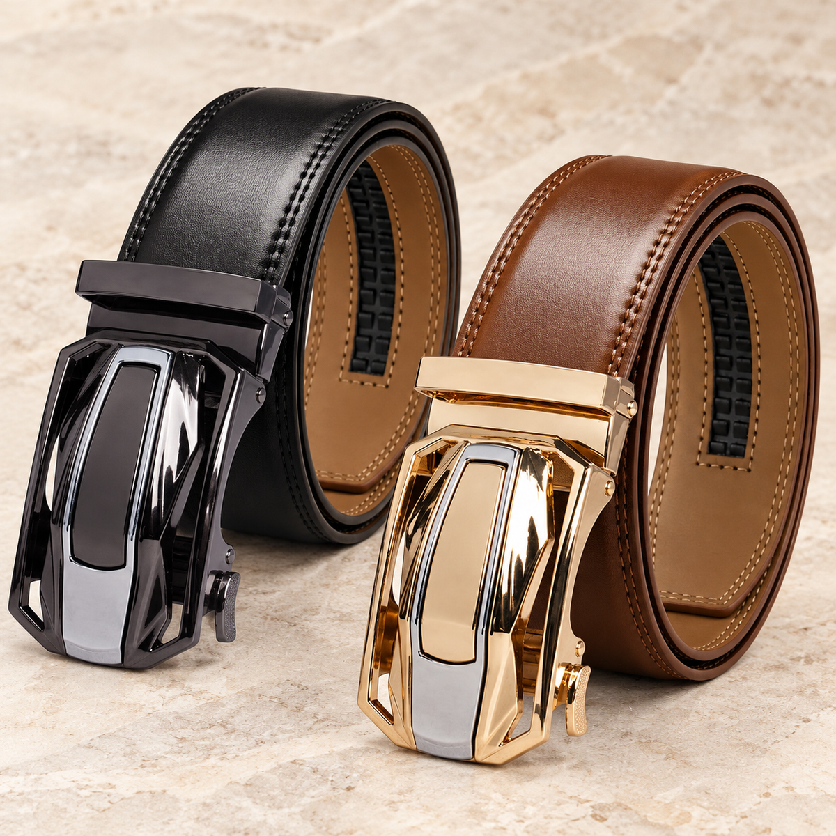 Vittoro Auto-Lock Belt in set of 2 (brown & black), product