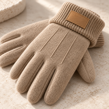 Eloria Soft-Touch Gloves in khaki, cuff detail