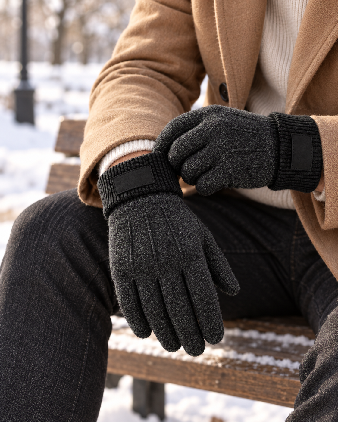 Eloria Soft-Touch Gloves in gray, male wearing