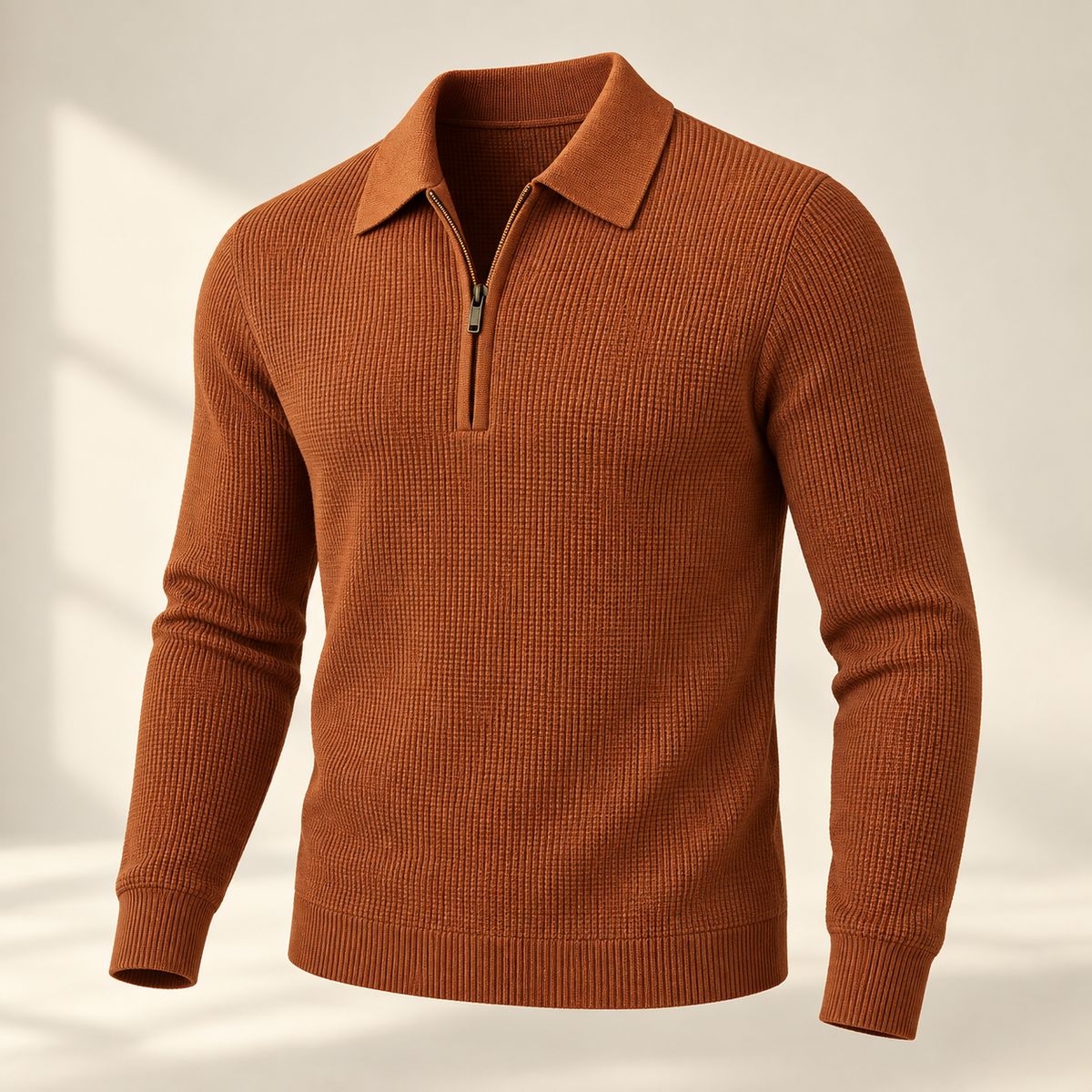 Renwick Waffle Quarter-Zip in Burnt Orange - burnt orange product