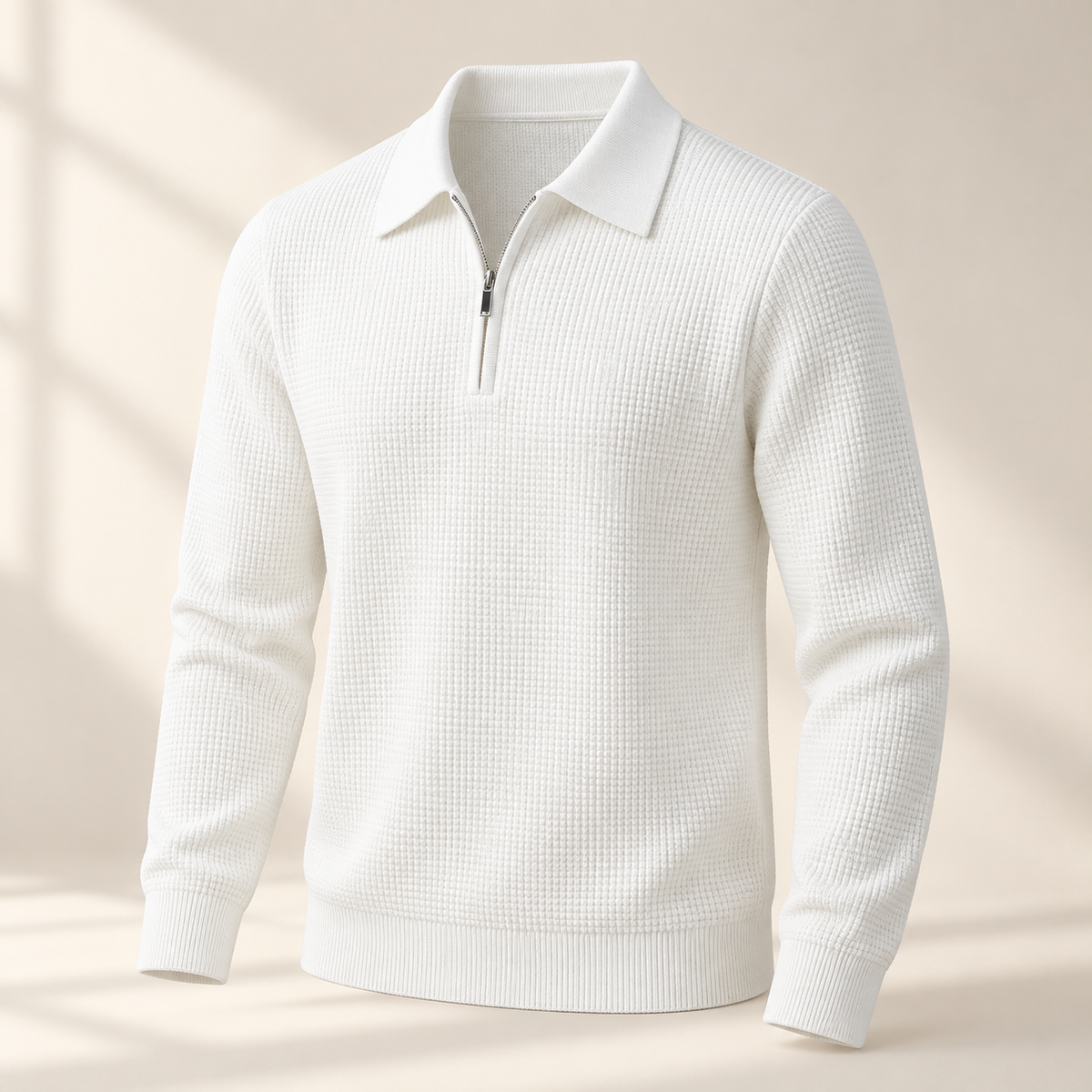 Renwick Waffle Quarter-Zip in White - white product