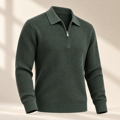 Renwick Waffle Quarter-Zip in Forest Green - forest green product
