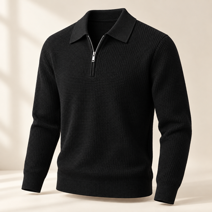 Renwick Waffle Quarter-Zip in Black - black product