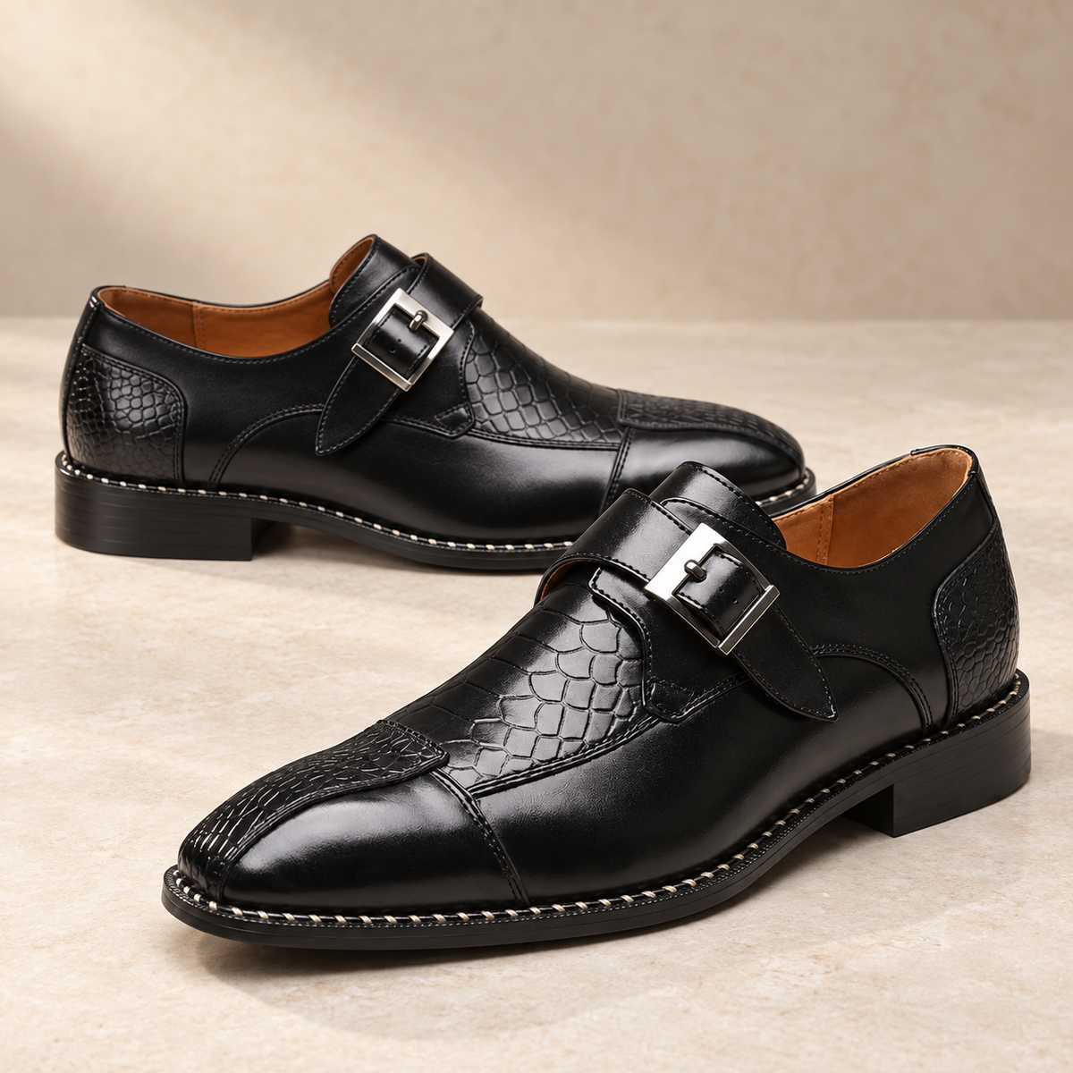 Varello Monk-Strap Shoes in Black - black product