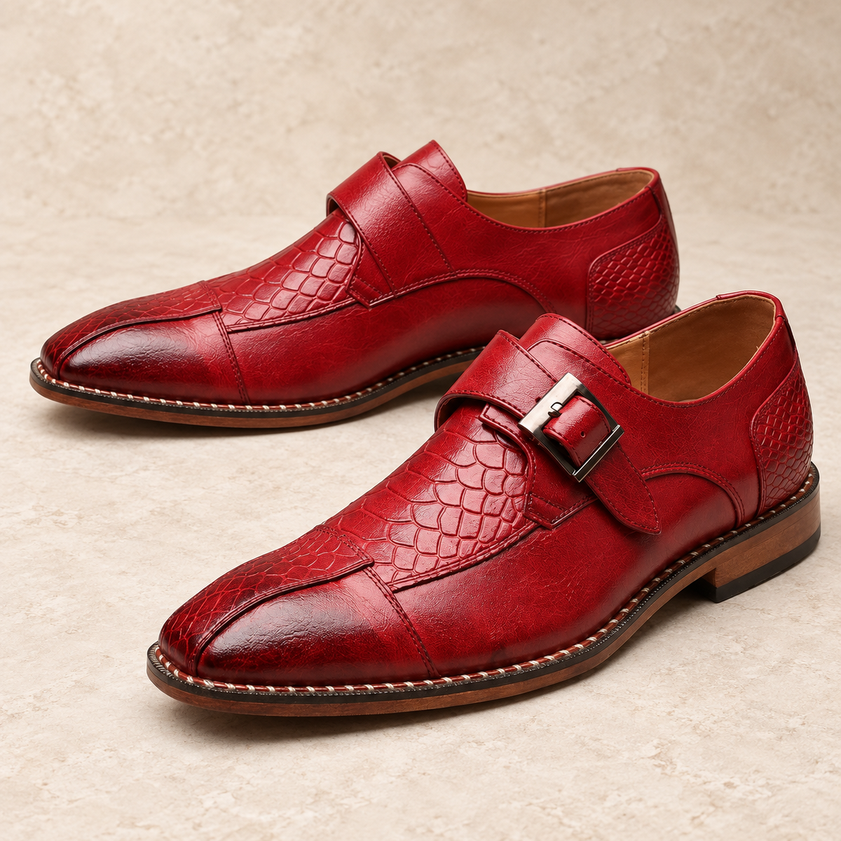 Varello Monk-Strap Shoes in Red - red product