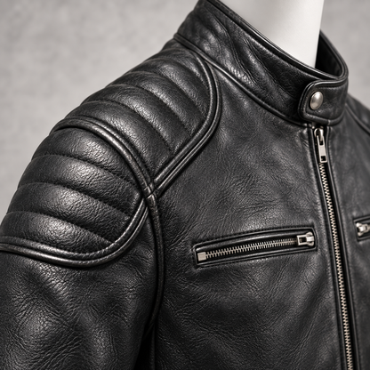 Caldren Moto Jacket in Black - black shoulder detail