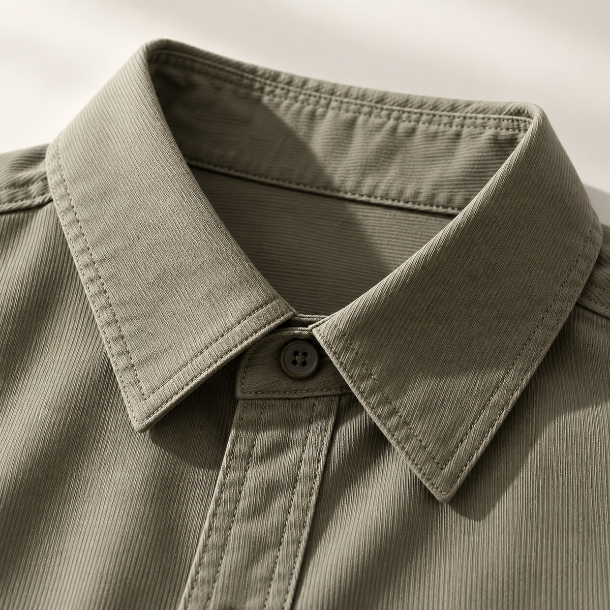 Tavaro Textured Shirt in Sage Olive - sage fabric detail