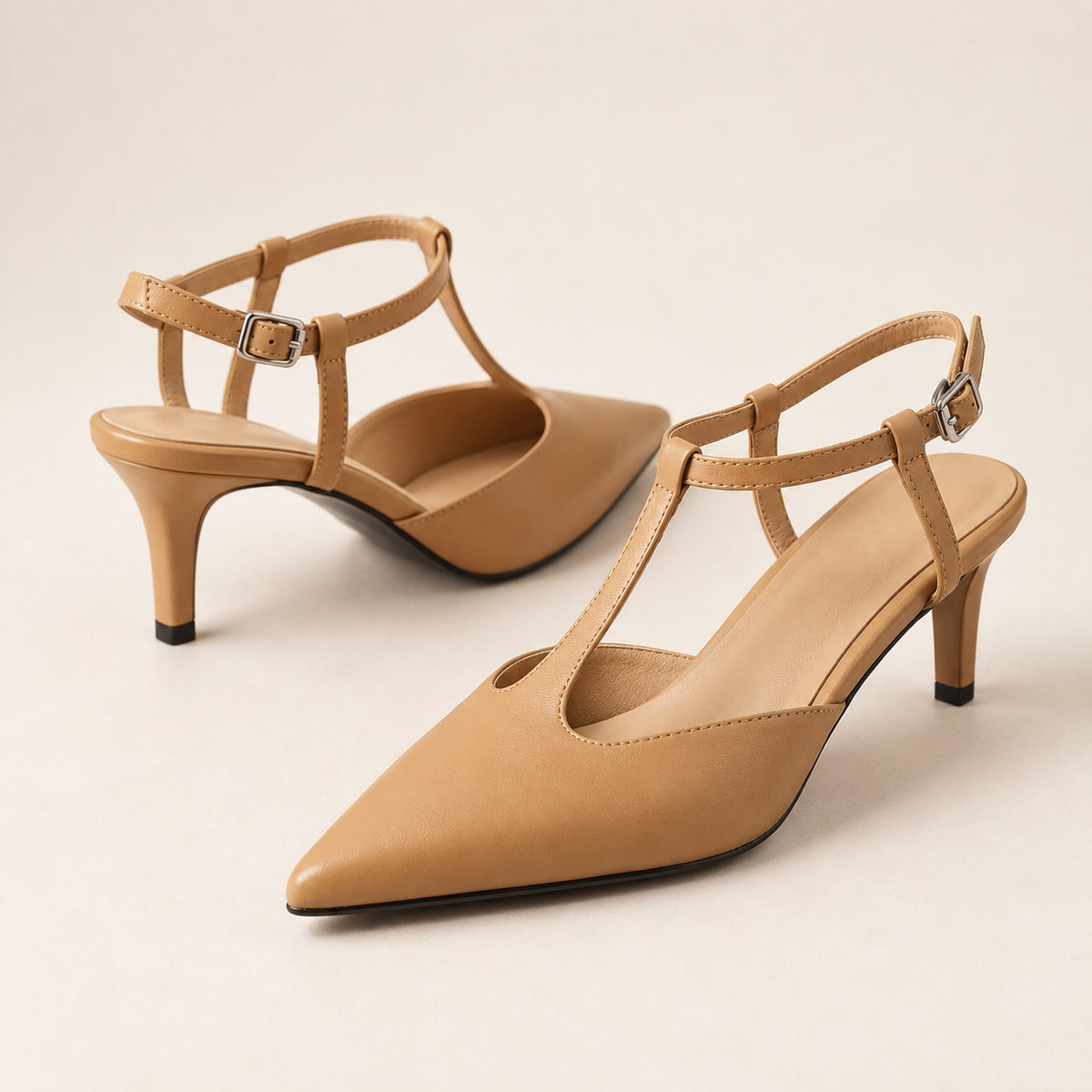 Sorelia T-Strap Heels in Caramel - caramel product